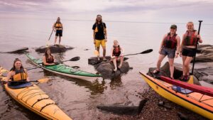 Adventure Education and Outdoor Leadership with kayaks on Lake Superior