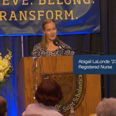 Abigail Lalonde speaking about Impact at the Celebration Dinner