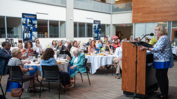 President Barbara McDonald speaks at Reunion 2023.