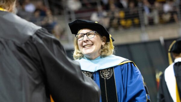 Former St. Scholastica president Dr. Barbara MKcDonald at commencement.