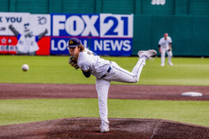 Junior Matt Forrest pictured for Saints Baseball