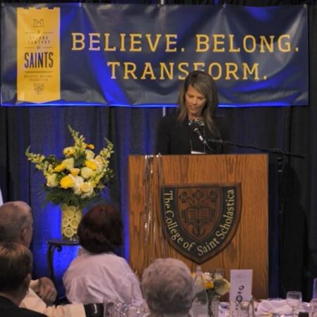 Brenda Fischer speaking about Impact at the Celebration Dinner