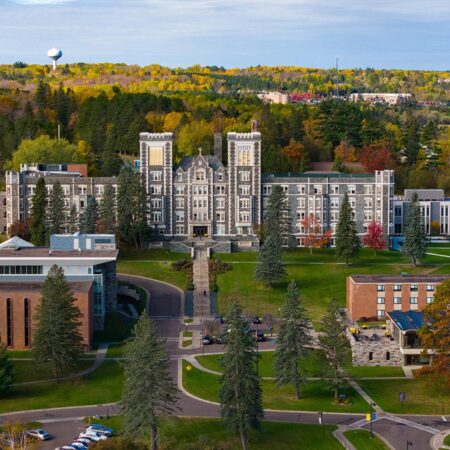 Drone photo of the St. Scholastica Duluth campus.