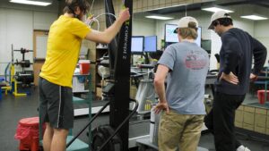 St. Scholastica exercise physiology students work on their project.