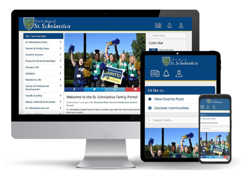 Photo of how the portal looks on desktop, tablet, and phone screens.