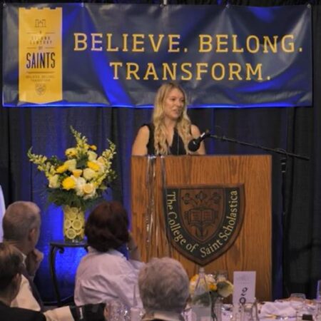 Jaiden McCormick speaking about Impact at the Celebration Dinner