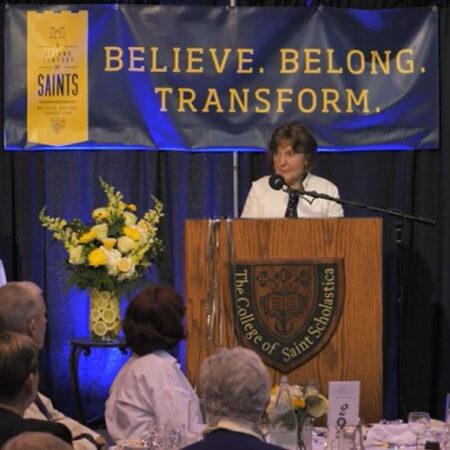 Mary Ives speaking about Impact at the Celebration Dinner