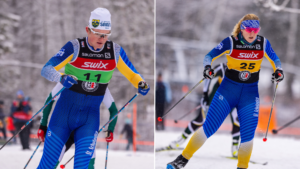Two members of the St. Scholastica Nordic Skiing team.
