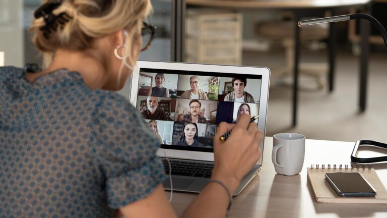 Photo of woman engaging with a Zoom class