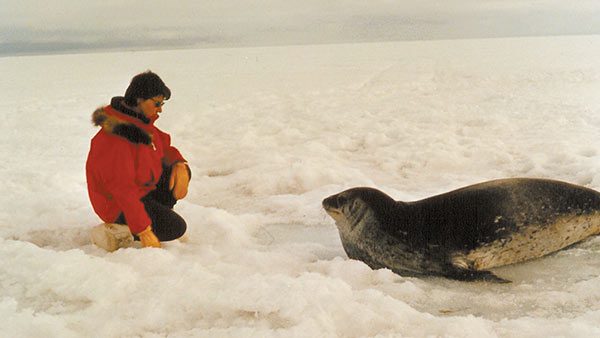 Sister Mary Odile Cahoon with a seal