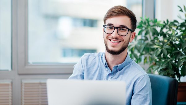 Student studying on a computer.