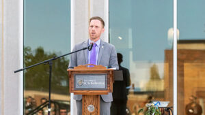 Matt Baumgartner at the Student Center Opening Ceremony.