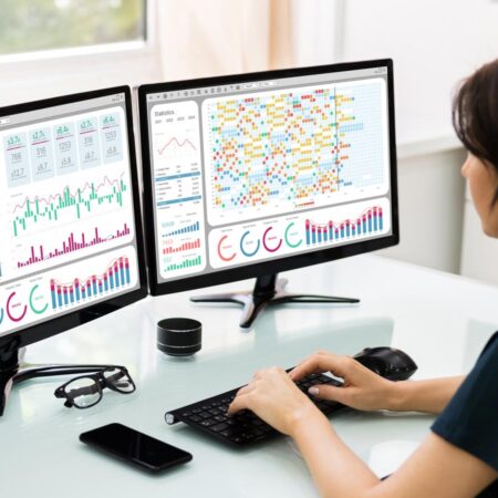 A data analytics professional reviewing data.