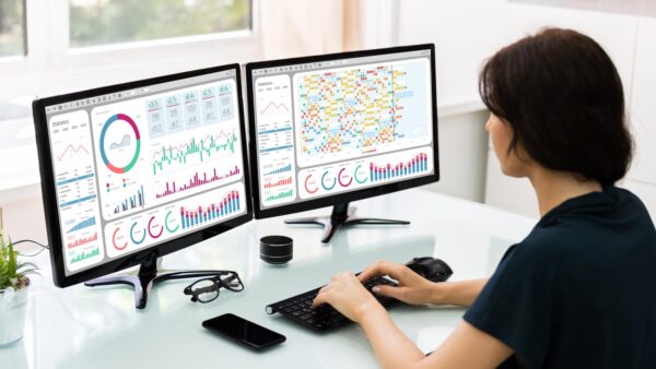 A data analytics professional reviewing data.