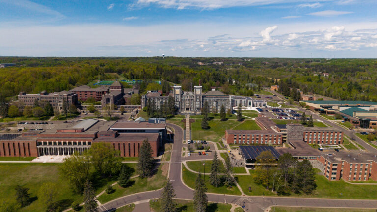 An aerial view of St. Scholastica's Duluth main campus.
