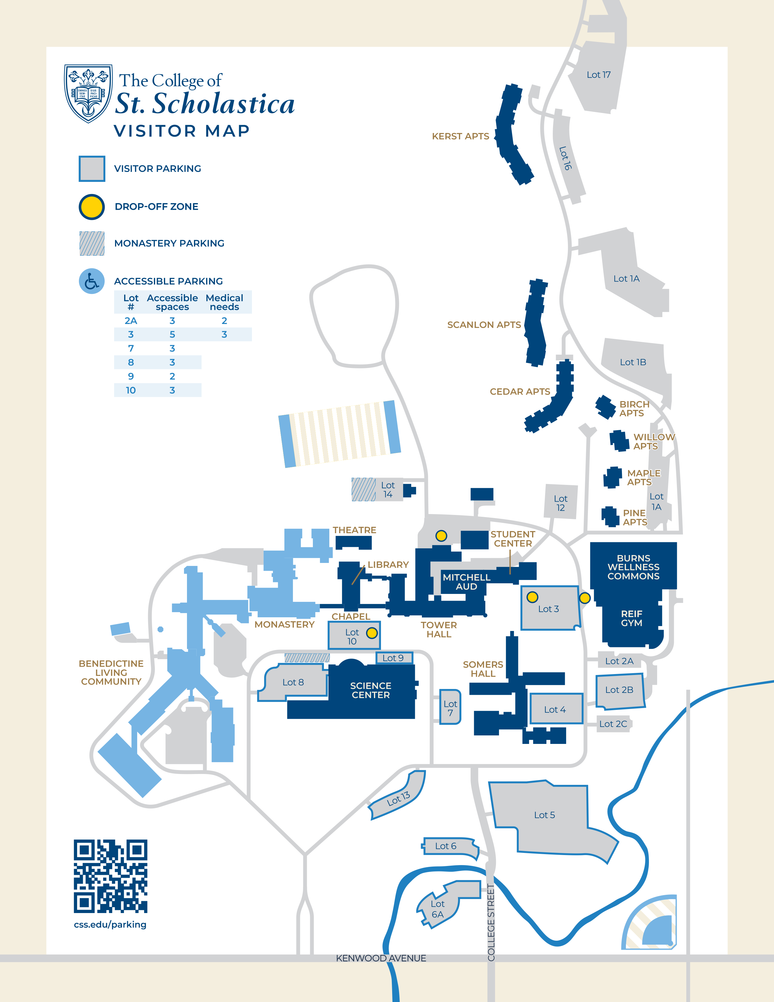 A detailed map of the Duluth campus showing buildings and parking lots.