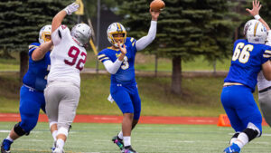 Sophomore Donald West playing Football