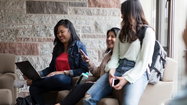 Students in Somers Lounge Lobby