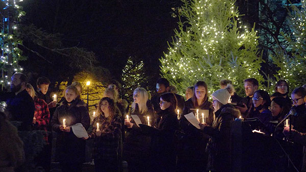 St. Scholastica students participating in the Lighting a Tradition event.