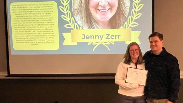 Jenny and Mark Zerr at an occupational therapy award ceremony.