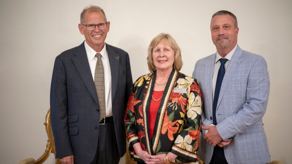 The three leaders involved in the engineering partnership signing.