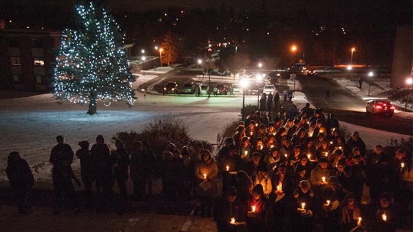 Lighting a Tradition event on the St. Scholastica Duluth campus.