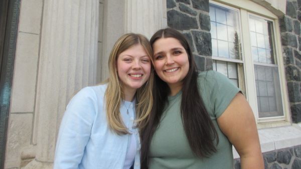 Lilli Young and NaImah Shouman outside of Tower Hall.