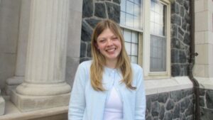 Lilli Young outside of Tower Hall.