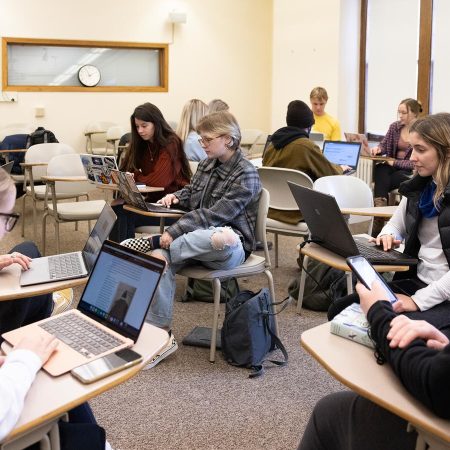 Students studying in a Political Science class.