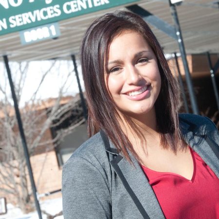 Graduate Rita Aspinwall at the Human Resource Center.