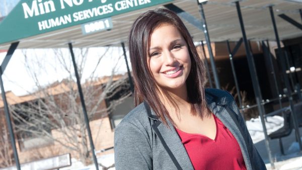 Graduate Rita Aspinwall at the Human Resource Center.