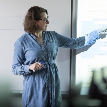 Professor Jennifer Rosato teaching a class.
