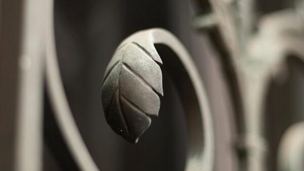 Close up of wrought iron detail on St. Scholastica's historic Tower Hall.