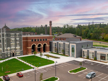 Aerial view of the St. Scholastica Student Center. Photo credit: Dan Jandl.