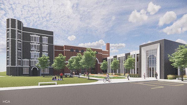 Student Center rendering of the Quad