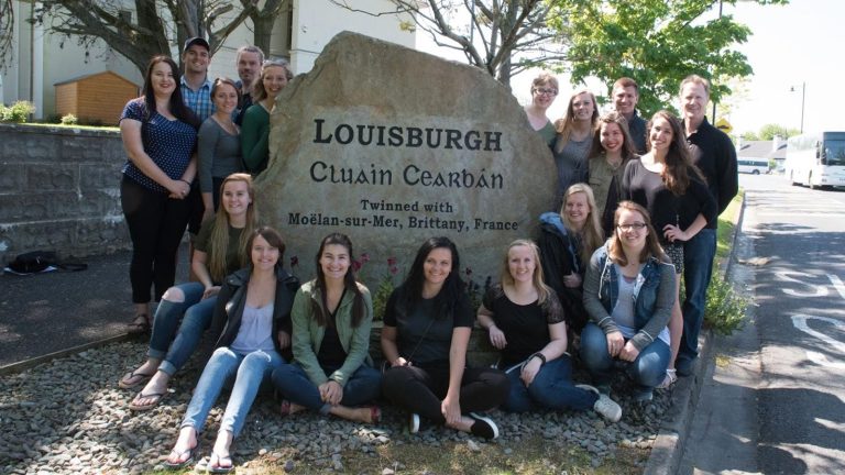 A group of St. Scholastica students during a education abroad trip in Louisburgh, Ireland.