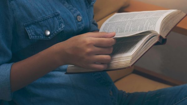 Person reading a Bible.