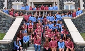 Upward Bound and Upward Bound Math Science students on the front steps of Tower Hall