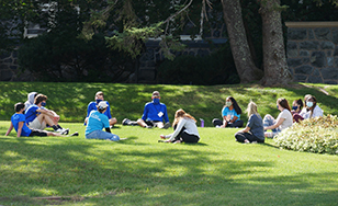 Students on the lawn