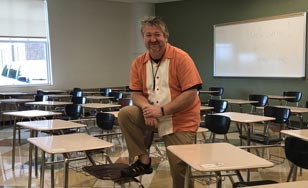 Wade Petrich pictured in the classroom where he teaches.